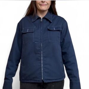 Rare 1960s Navy Blue Sears Work Wear Blue Faux Fur Lining